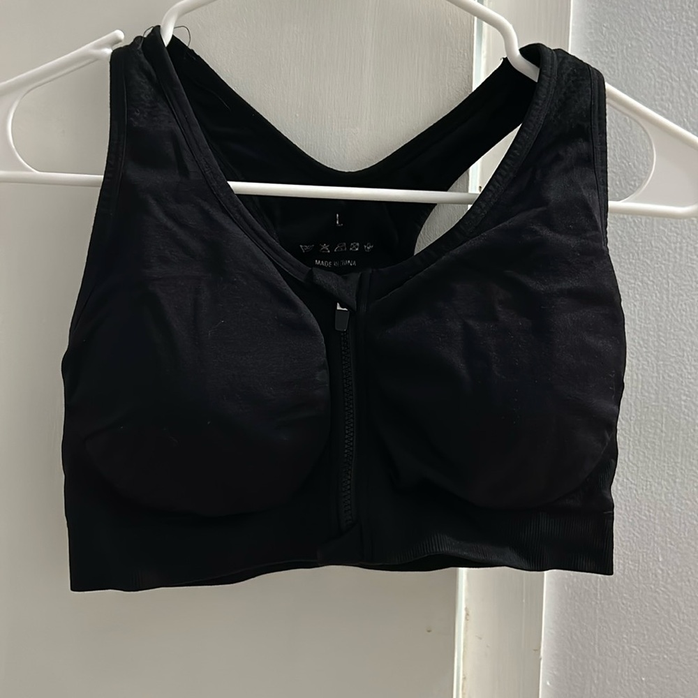 Zip Front Racerback Sports Bra